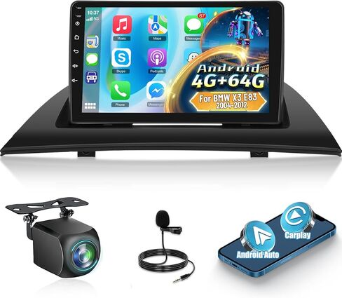 EKAT for BMW X3 E83 2004-2012 Android Car Stereo [4+64G] - Wireless Carplay & Android Auto - 9 Inch Touchscreen Radio with 32 EQ DSP, WiFi, GPS, Split Screen + AHD Rear View Camera in Saudi Arabia