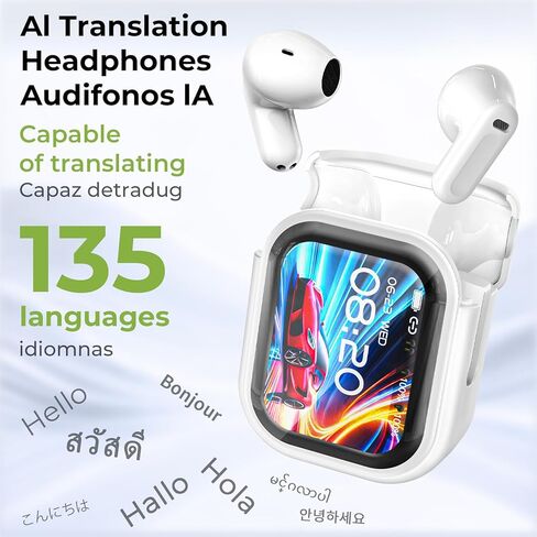 ERAZER XP6 Language Translation Earbuds, 135 Languages Real-Time AI Translator Earbuds, 3-in-1 Translating Earbuds with Bluetooth& APP, Two-Way Translation Device for Travel Business Learning in Kuwait