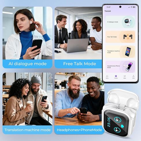 ERAZER XP6 Language Translation Earbuds, 135 Languages Real-Time AI Translator Earbuds, 3-in-1 Translating Earbuds with Bluetooth& APP, Two-Way Translation Device for Travel Business Learning in Kuwait