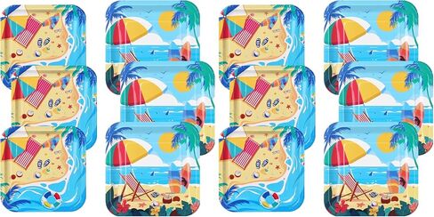 Gatherfun 80 PCS Beach Theme Party Supplies Set - Ultimate Summer Pool Pack with Paper Dinner & Dessert Plates for Hawaiian Beach Party, Birthday Decorations & More, in Saudi Arabia