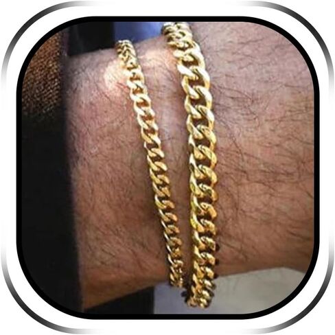 YANCHUN Mens Bracelet Silver Bracelet for Men Chain Bracelet 14K Gold Plated Cuban Link Bracelet Set for Men Stackable Bracelets Gifts for Him in Kuwait