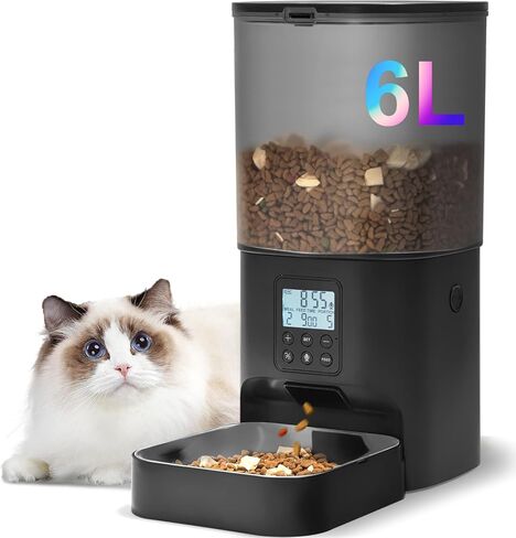 4L Cat Food Dispenser with 10s Voice Recorder, Pet Feeder up to 8 Meals per Day, Automatic Cat Feeder Timed with Dry Food Sealed Ring in Kuwait