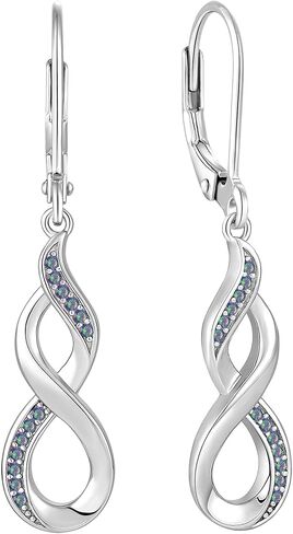 YL Dangle Drop Infinity Earrings 925 Sterling Silver Leverback Earrings 18K White Gold Jewelry for Women in Kuwait