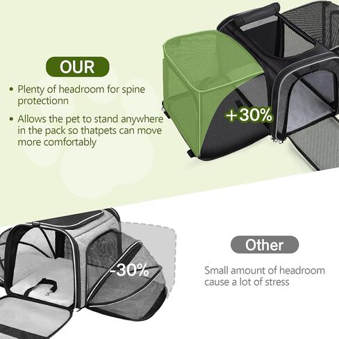 Pecute Expandable Cat Carrier, Portable and Foldable Pet Carrier with Seat Belt, Dog Carriers for Small Dogs, Great for Outdoor, Hiking, Camping in Kuwait