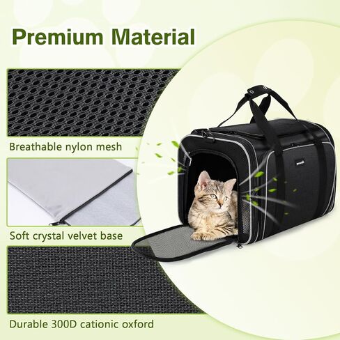 Pecute Expandable Cat Carrier, Portable and Foldable Pet Carrier with Seat Belt, Dog Carriers for Small Dogs, Great for Outdoor, Hiking, Camping in Kuwait