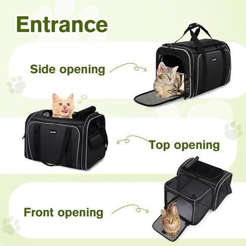 Pecute Expandable Cat Carrier, Portable and Foldable Pet Carrier with Seat Belt, Dog Carriers for Small Dogs, Great for Outdoor, Hiking, Camping in Kuwait