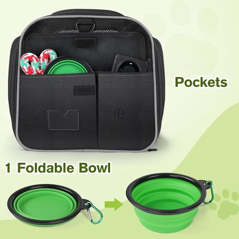 Pecute Expandable Cat Carrier, Portable and Foldable Pet Carrier with Seat Belt, Dog Carriers for Small Dogs, Great for Outdoor, Hiking, Camping in Kuwait