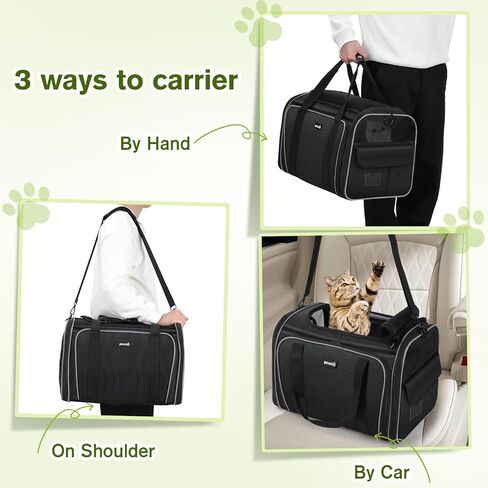 Pecute Expandable Cat Carrier, Portable and Foldable Pet Carrier with Seat Belt, Dog Carriers for Small Dogs, Great for Outdoor, Hiking, Camping in Kuwait
