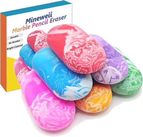 ممحاة قلم رصاص الرخام ، 6 حزمة محايات كبيرة متعددة الألوان للأطفال ، والمدارس ، والمكتب ، والكتابة والرسم in Kuwait