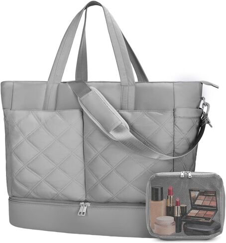 Leather Weekender Bags for Women Men, 3Pcs Women Overnight Bag with Shoe Compartment, Large Capacity Faux Leather Duffle BagToiletry Packing Cube Carry On Bag Fit 21" Laptop in Kuwait