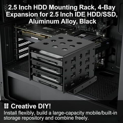 GLOGLOW 2.5 Inch HDD Mounting Rack, 2.5 Inch Hard Disk Drive Rack Strong Space Expansion Aluminum Alloy for 2.5 Inch IDE (Black) in Saudi Arabia