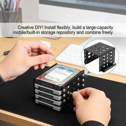 GLOGLOW 2.5 Inch HDD Mounting Rack, 2.5 Inch Hard Disk Drive Rack Strong Space Expansion Aluminum Alloy for 2.5 Inch IDE (Black) in Saudi Arabia