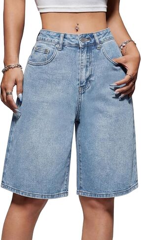 EMMIOL Women Jorts Baggy Jeans Jorts Outfits Mid-Low Waisted Denim Y2K Shorts Summer Hot Short Pants Streetwear in Kuwait