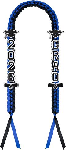 Graduation Leis 2025, Class of 2025 Grad Ribbon Leis with Pins, Grad Necklace Handmade Braided Necklace, Graduation Gifts for Women and Men (Black & Red) in Kuwait