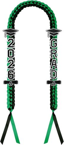 Graduation Leis 2025, Class of 2025 Grad Ribbon Leis with Pins, Grad Necklace Handmade Braided Necklace, Graduation Gifts for Women and Men (Black & Red) in Kuwait