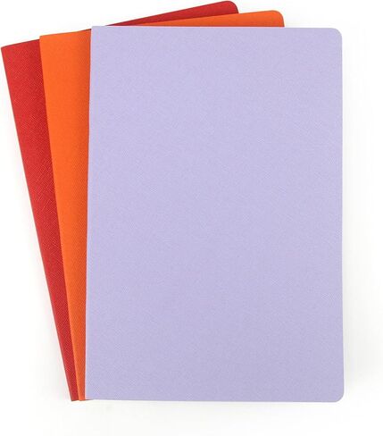 Soft Sided Journal Notebook 3 Pack - 5.6“x8.3" - Made of sustainable and excellent quality paper, simple, natural, portable and flexible design, , suitable for office, school (light purple&orange&red） in Kuwait