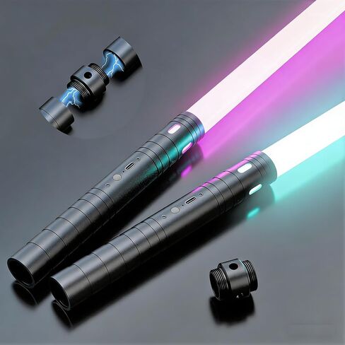 Lightsaber, LED Light Saber, Metal Hilt Dueling Lightsaber for 3 Modes, Light Saber with 20 RGB Colors, for Adults, Kids, Children's Day, Halloween, Christmas, 2 Pack(Black) in Saudi Arabia