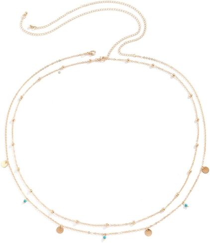 سلسلة الجسم الطبقات سلسلة البطن الذهب حساسية الفيروز الخصر سلاسل حبة الترتر قابل للتعديل متعدد الطبقات مثير بيكيني الصيف الشاطئ الجسم سلسلة مجوهرات للنساء الهدايا in Kuwait