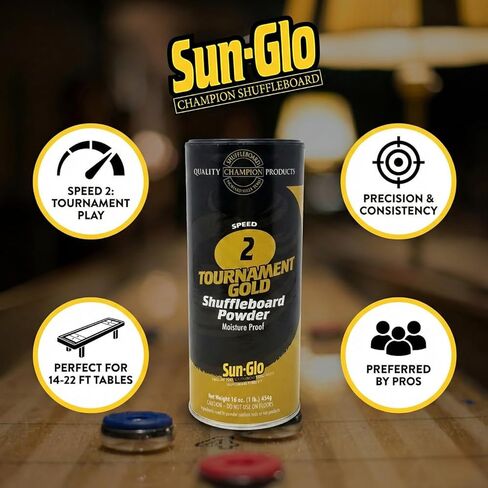Sun-Glo Twin Pack of 2 Speed Shuffleboard Powder Wax with a Shuffleboard Sweep bundle option in Kuwait