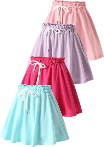 2 Pack Girls Skorts مرنة عالية التنس المتزلج المتزلج مع سراويل القصيرة المدمجة الأطفال المتدفقات الرياضية in Kuwait