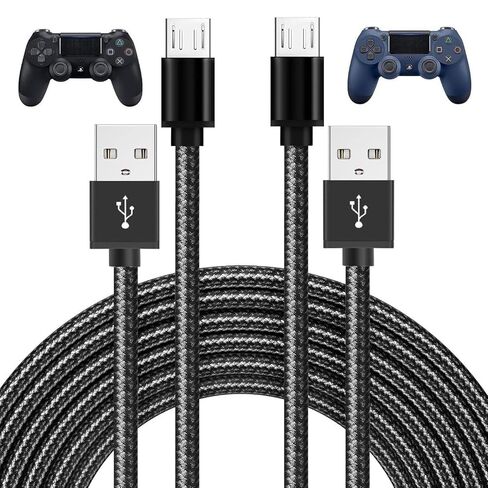 كابل Micro USB قطعتين بطول 10 أقدام لشاحن وحدة التحكم PS4 PS4 Slim/Pro، وXbox One S/X Fire HD67810 إصدار الأطفال وشحن Fire HD67810 Tablet، HDX 6" 7" 8.9" in Kuwait