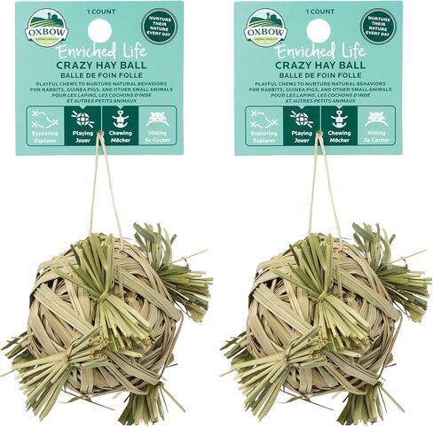 Oxbow Enriched Life Crazy Hay Ball, Rabbit Toys, Guinea Pig Toys, Enrichment for Bunny, Guinea Pig, Hamster, Rabbit, Chinchilla, Rat, Chinchilla Cage Accessories, Small Pet Accessories for Cage in Kuwait