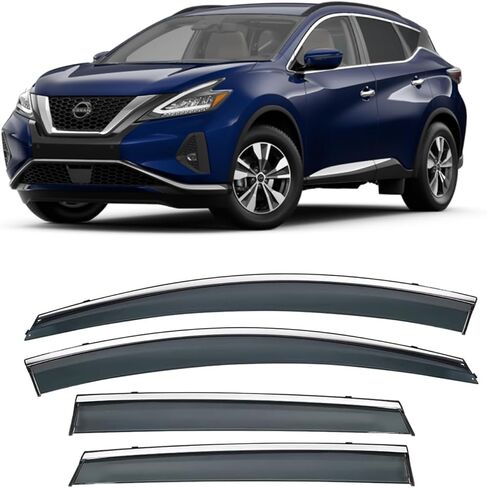 Vesul Tape on Polycarbonate Rain Guards Window Visors Compatible with Ford Fusion 2013-2020 Window Wind Deflector Shield Cover with 304 Stainless Steel Trim in Kuwait