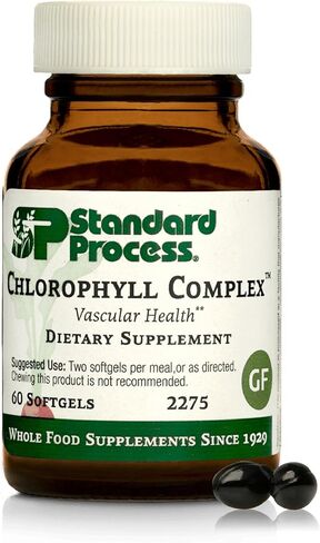 Standard Process Chlorophyll Complex - Immune Support, Antioxidant Activity, Skin Health and Hair Health Support with Vitamin A, Sunflower Lecithin, Buckwheat, Spanish Moss, and More - 240 Softgels in Kuwait