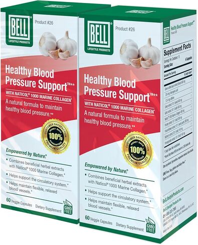 Bell Healthy Blood Pressure Support™ Unique Blend - Natural Blend of Green Coffee Bean Extract, Garlic & Celery Seed Extract Supplements- 60 Capsules, Vegan, Non-GMO in Kuwait