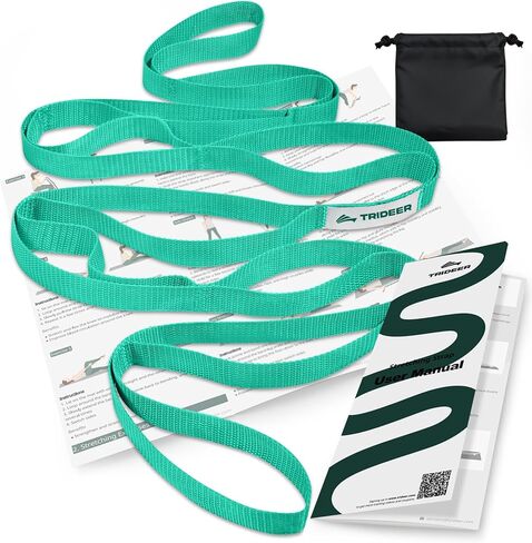 Trideer Stretching Strap Yoga Strap Yoga Band for Physical Therapy, 10 Loop Non-Elastic Yoga Straps for Stretching, Pilates, Exercise & Dancing, Stretch Band with Aesthetic Packaging for Women & Men in Kuwait