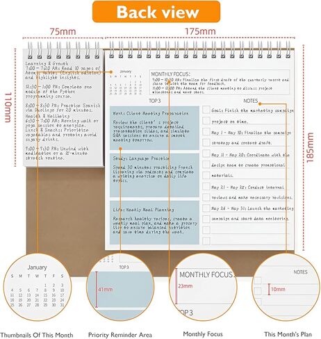 2025 New Year Desk Calendar,Multifunctional Standing Flip 12 Month Desk Calendar, from January 2025 to December 2025,Highlight Holidays,To-do List,Thick Paper Planning Calendar with Pocket for Each Month & Memo Pad & Sticky Notes, for Home or Office in Kuwait