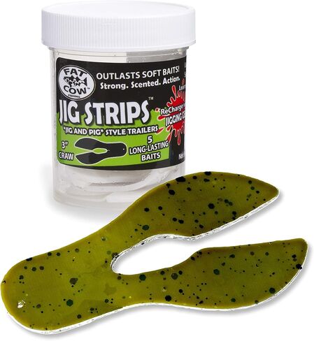 Fat Cow Jig Strips Craw Trailer 3" - 40X Stronger Than Soft Baits - 5 ct in Kuwait