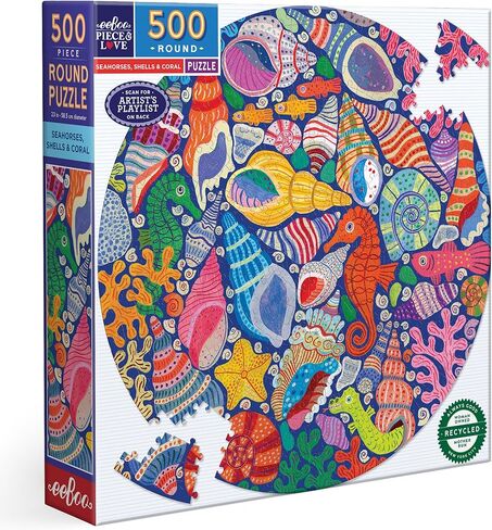 eeBoo Piece & Love: Collecting Nature - 500 Piece Puzzle - Adult Round Jigsaw, 23"x23", Includes Image Reference Insert, Glossy Pieces in Saudi Arabia