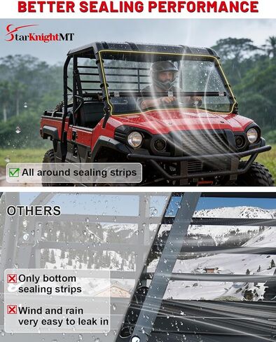 StarknightMT Heavy Duty Anti-Scratch Mule Pro Flip Down Windshield Compatible with 2015-2024 Kawasaki Mule Pro FXT / FX / DXT / DX Fold Window Hard-Coated Polycarbonate 250X Stronger Than Glass in Kuwait