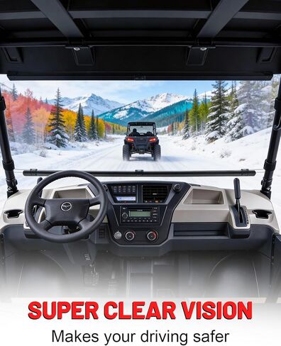 StarknightMT Heavy Duty Anti-Scratch Mule Pro Flip Down Windshield Compatible with 2015-2024 Kawasaki Mule Pro FXT / FX / DXT / DX Fold Window Hard-Coated Polycarbonate 250X Stronger Than Glass in Kuwait