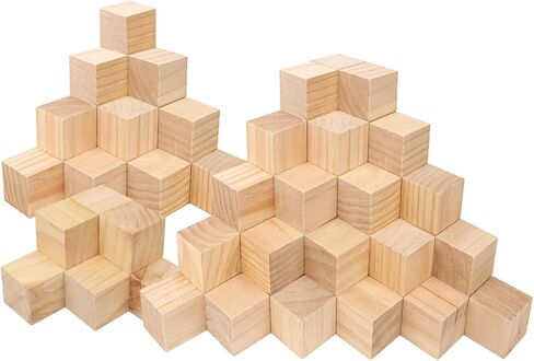 64 PCS Premium 2 بوصة مكعبات خشبية ، مكعبات خشب الصنوبر الطبيعية للحرف ، كتل خشبية جاهزة لمشاريع DIY الفنية-الإبداع غير المتواصل مع كتل خشبية فارغة in Kuwait