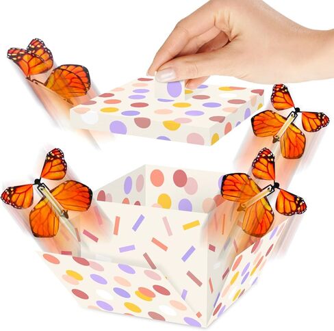FETTIPOP Butterfly Explosion Gift Box (Happy Birthday) 7.1x5.5x4.3 inches, Surprise Flying Butterfly Box Prank in Kuwait