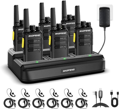 جهاز اتصال لاسلكي Baofeng للبالغين طويل المدى جهاز اتصال لاسلكي مع سماعة أذن قابلة لإعادة الشحن في اتجاهين جهاز راديو محمول في اتجاهين جهاز إرسال واستقبال للأطفال جهاز اتصال لاسلكي مع شاحن قاعدة USB للتخييم in Kuwait