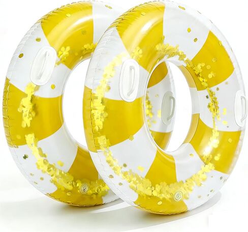 2pcs قابلة للنفخ في حمام السباحة العوامات البالغة كبيرة السباحة حلقة كلاسيكية حوض السباحة المخطط أنابيب داخلية ، مميزة ماء الصيف للبالغين حلقات تجمع العوام in Kuwait