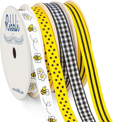 Ribbli 4 Rolls 3/8-Inch Easter Grosgrain Polka Dot Ribbon,Total 40 Yards,(Hot Pink/Blue Mist/Hyacinth/Apple Green),Easter Ribbon,Spring Ribbon Use for Gift Wrapping,Ribbon Crafts in Saudi Arabia