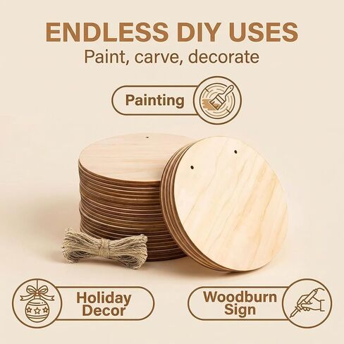 10 Pack Blank Unfinished Round Wood Signs for Crafts 2mm Basswood Sheets for Laser Cutting 12 Inch Wooden Door Hanger Sign DIY Painting Halloween Christmas Decoration in Kuwait