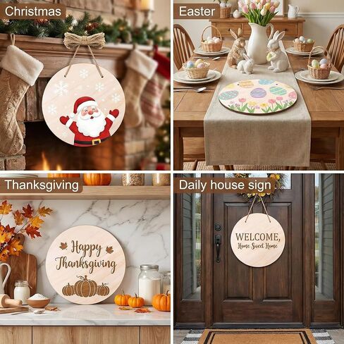 10 Pack Blank Unfinished Round Wood Signs for Crafts 2mm Basswood Sheets for Laser Cutting 12 Inch Wooden Door Hanger Sign DIY Painting Halloween Christmas Decoration in Kuwait