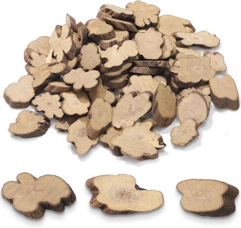 Gerrii 90 Pcs Irregular Wood Slices Log Slices for Centerpieces Small Unfinished Wood Craft Natural Tree Decoration for Table DIY Craft Art Christmas Ornament Engraving Cup Coaster Home Decor in Kuwait