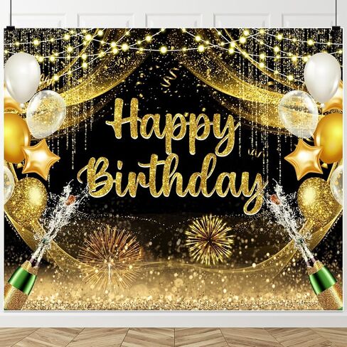 Navy Blue and Silver Happy Birthday Backdrop 10x8ft for Women Men Girls Boys Birthday Party Decorations Banner Photography Background Happy Birthday Banner Decor Supplies in Kuwait