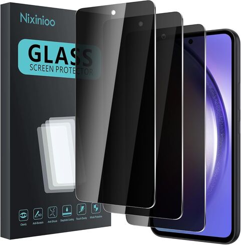 3 Pack Privacy Screen Protector for Samsung Galaxy A55 5G/ A35 5G With 3 Pack Camera Lens Protector, Anti Spy Tempered Glass 9H Hardness, Black Protector Anti Spy, Anti-Scratch, Bubble Free in Kuwait
