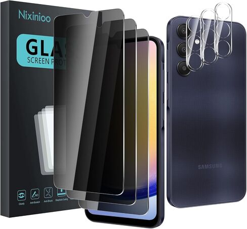 3 Pack Privacy Screen Protector for Samsung Galaxy A55 5G/ A35 5G With 3 Pack Camera Lens Protector, Anti Spy Tempered Glass 9H Hardness, Black Protector Anti Spy, Anti-Scratch, Bubble Free in Kuwait