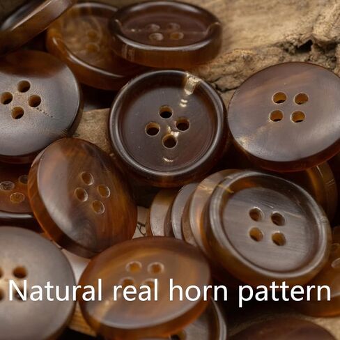 10 Pieces Large 28MM 1.1 Inch Natural Real Horn Buffalo Buttons for Men's Women Blazer, Peacoat, Coats, Jacket, Overcoat, Winter Coat, Uniform Genuine Natural Horn Buttons (Brown) in Kuwait