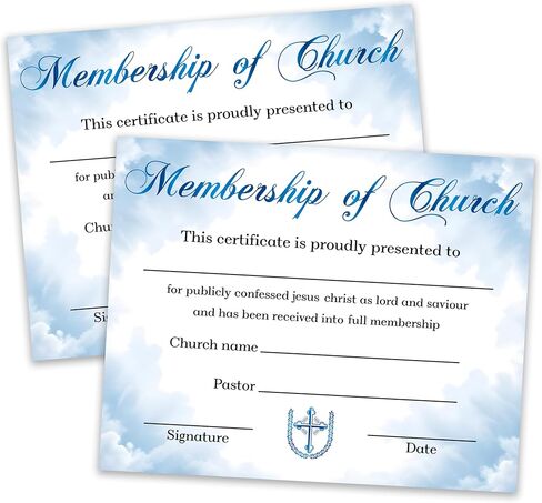 Certificate of Membership for Church, Gold Border Christian Religious Membership Certificate of Recognition, Baptism Certificates with Christening, Deacon Ordination Certificate, 25 Pcs (09) in Kuwait