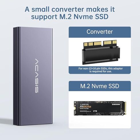 ACASIS USB C 3.0 SSD Enclosure for Narrow Apple Flash SSDs MacBook Air from 2010 to 2011 Portable Storage Enclosure Compatible with M.2 Nvme SSD with Adapter in Kuwait