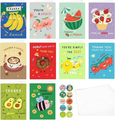 AhfuLife 20 Pcs Funny Thank You Cards With Envelopes & Stickers, 4 x 6 in Appreciation Cards Bulk, Thank You Card Bulk with 20 Envelopes & 20 Stickers for Teachers Friends Business Colleague in Saudi Arabia